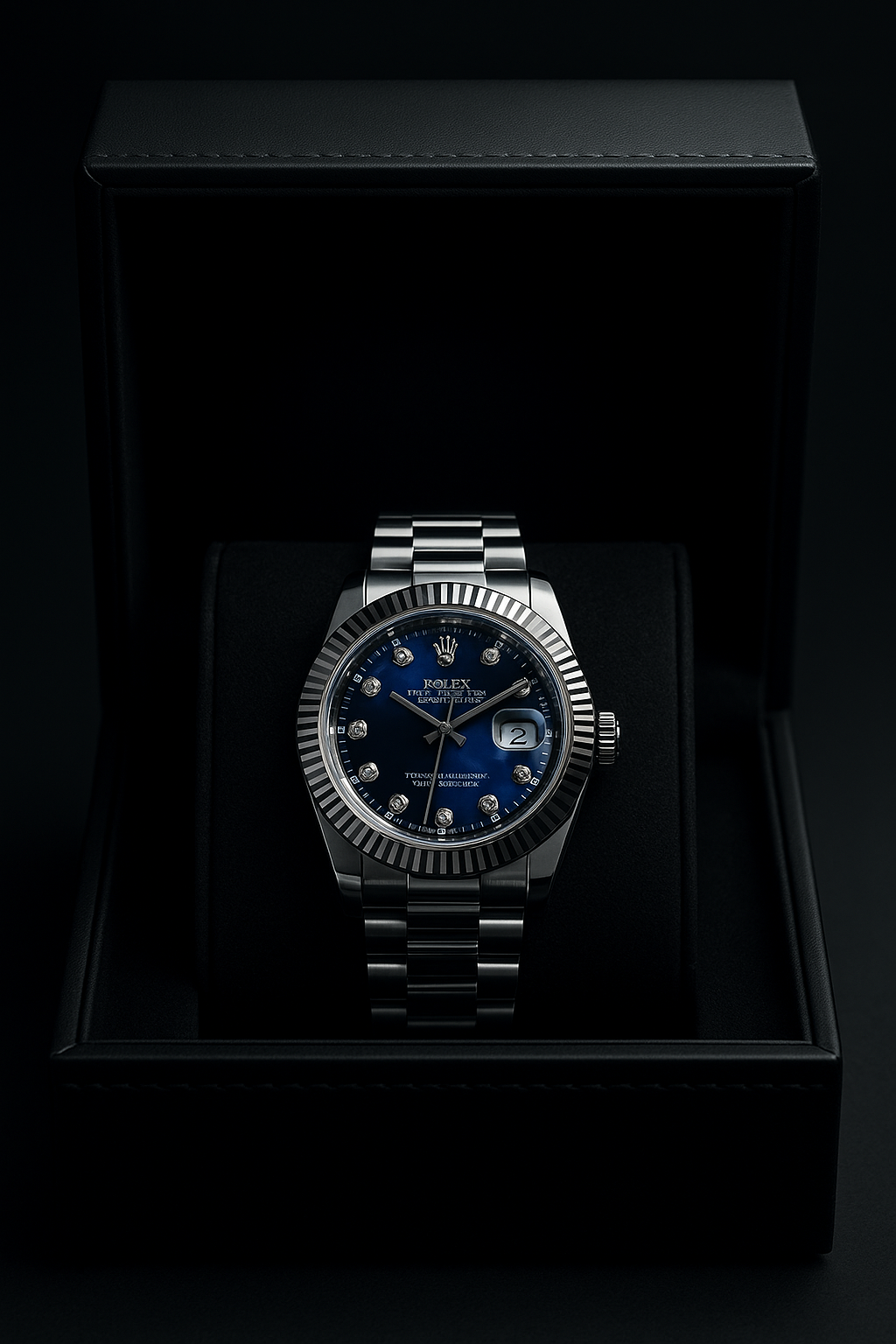 Rolex Silver Blue Dial Semi-Auto Watch – A Royal Blend of Power & Precision