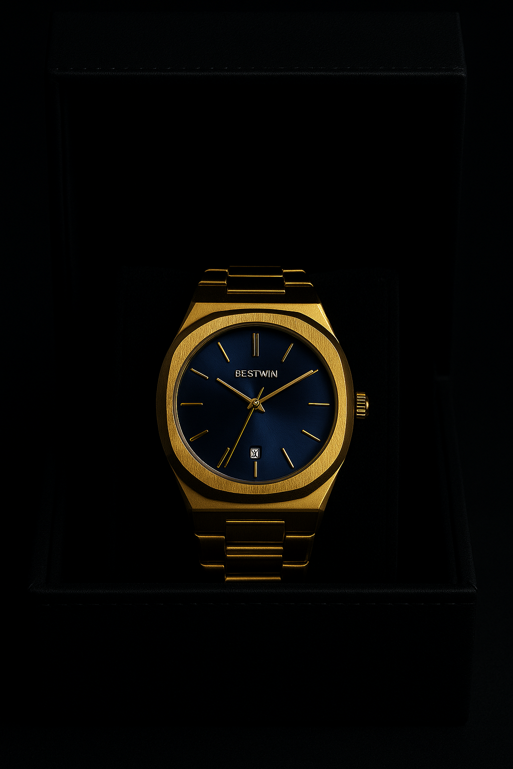 Bestwin Golden Watch with Blue Dial – Classic Luxury