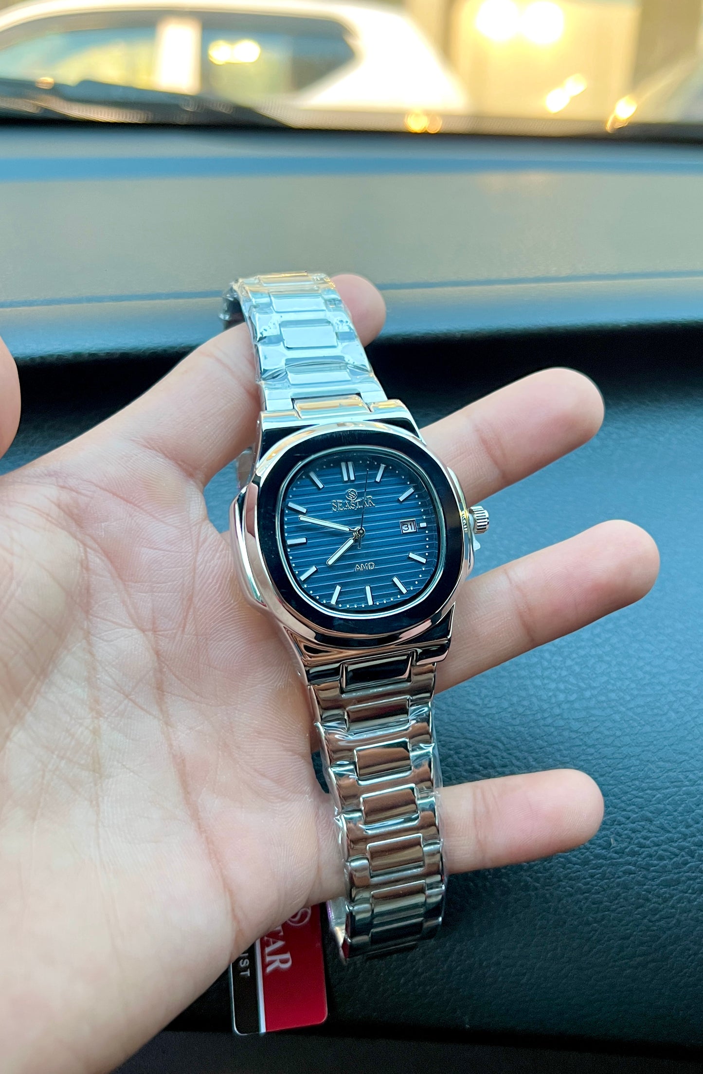 SEASTAR Men’s Silver Watch – Light Blue Dial | Full Water-Proof Professional Design