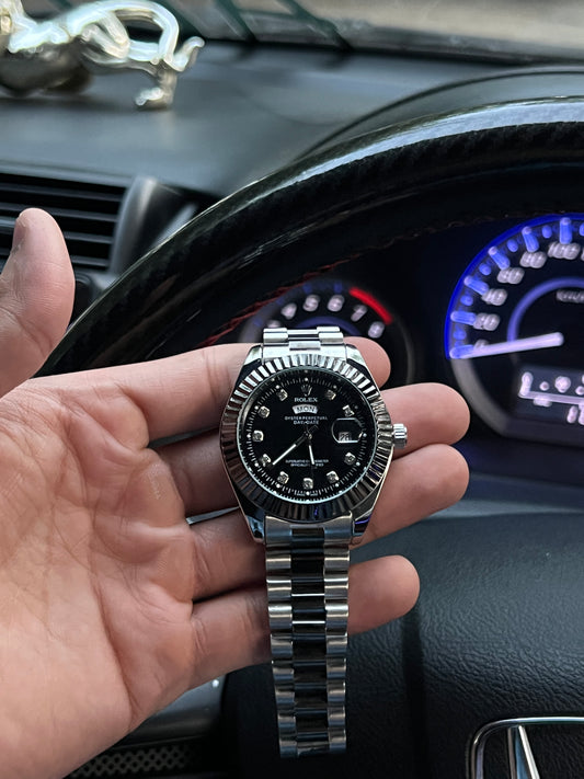 Rolex Black & Silver Watch – Day & Date Masterpiece
