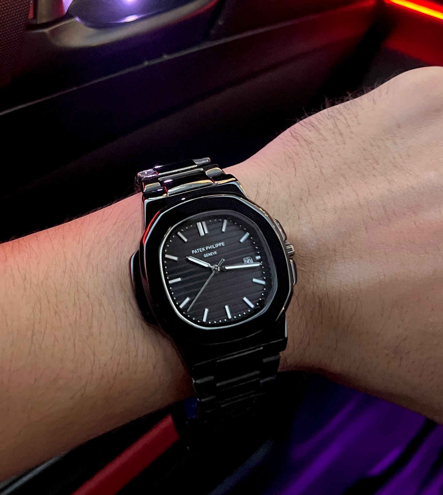 Patek Philippe Geneve Men’s Watch – Black Edition | Glossy Finish