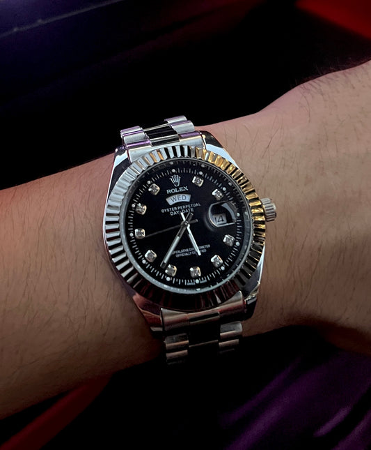 Rolex Black & Silver Watch – Day & Date Masterpiece