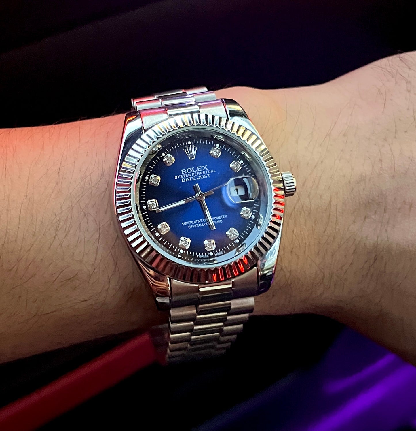 Rolex Silver Blue Dial Semi-Auto Watch – A Royal Blend of Power & Precision