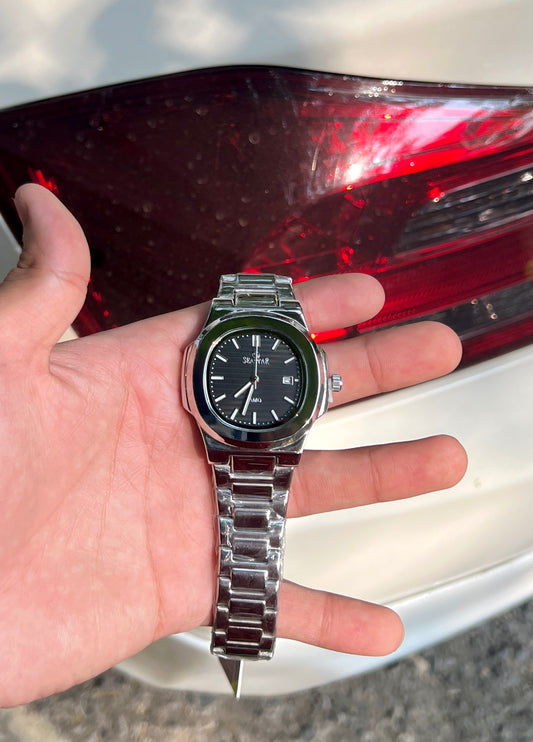 SEASTAR Men’s Silver Watch – Black Dial | Full Water-Proof Professional Design