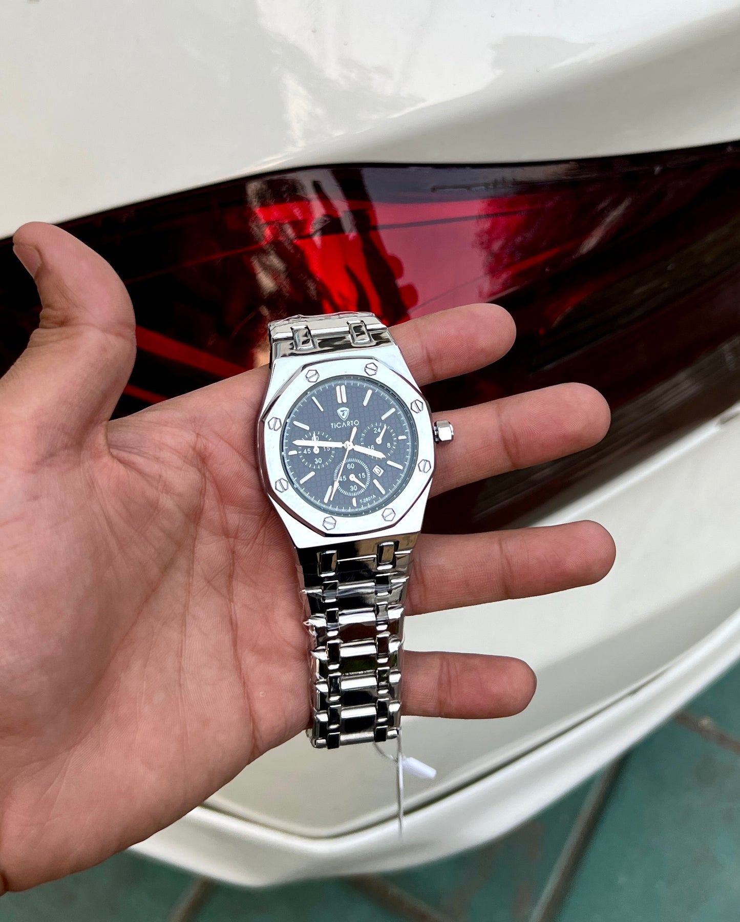 Ticarto Royal Chronograph Stainless Steel Men's Watch - Black Dial